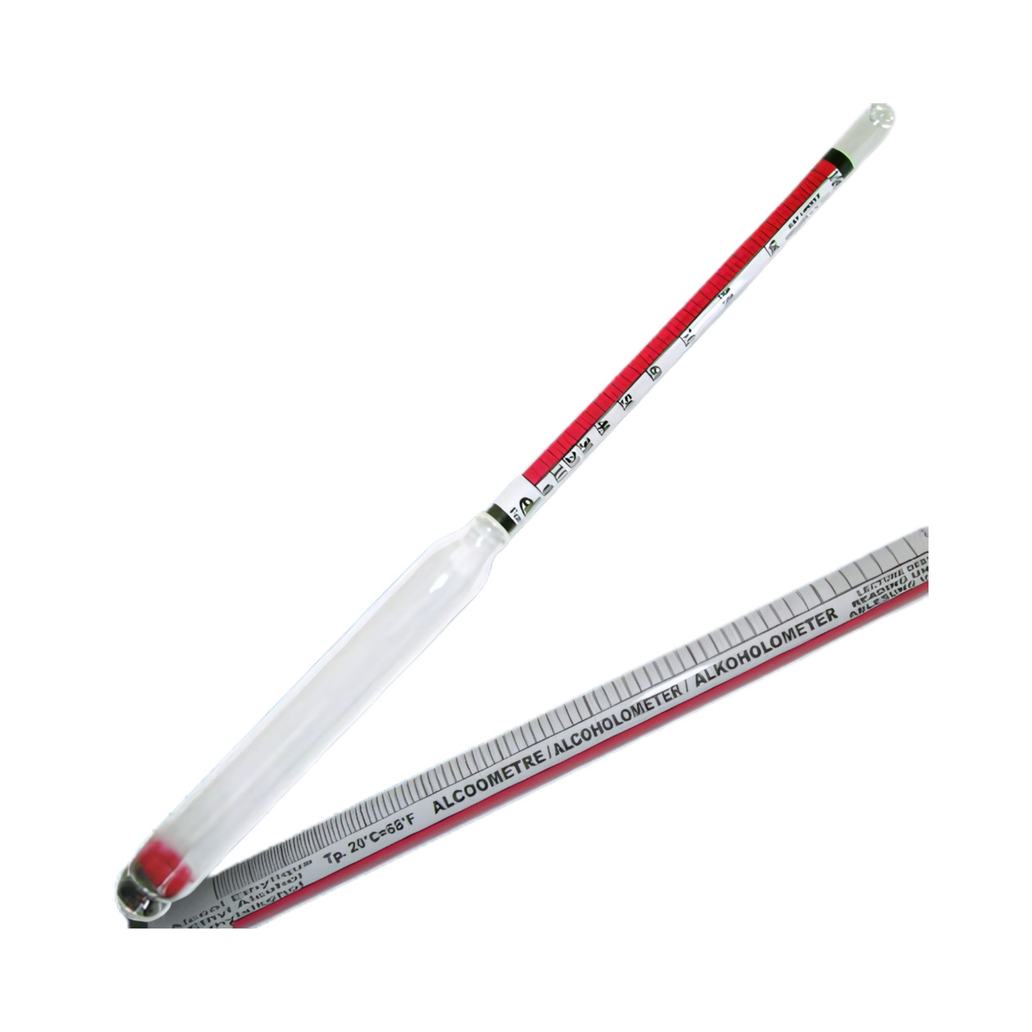 Alcohómetro 0-100% vol. y Cartier