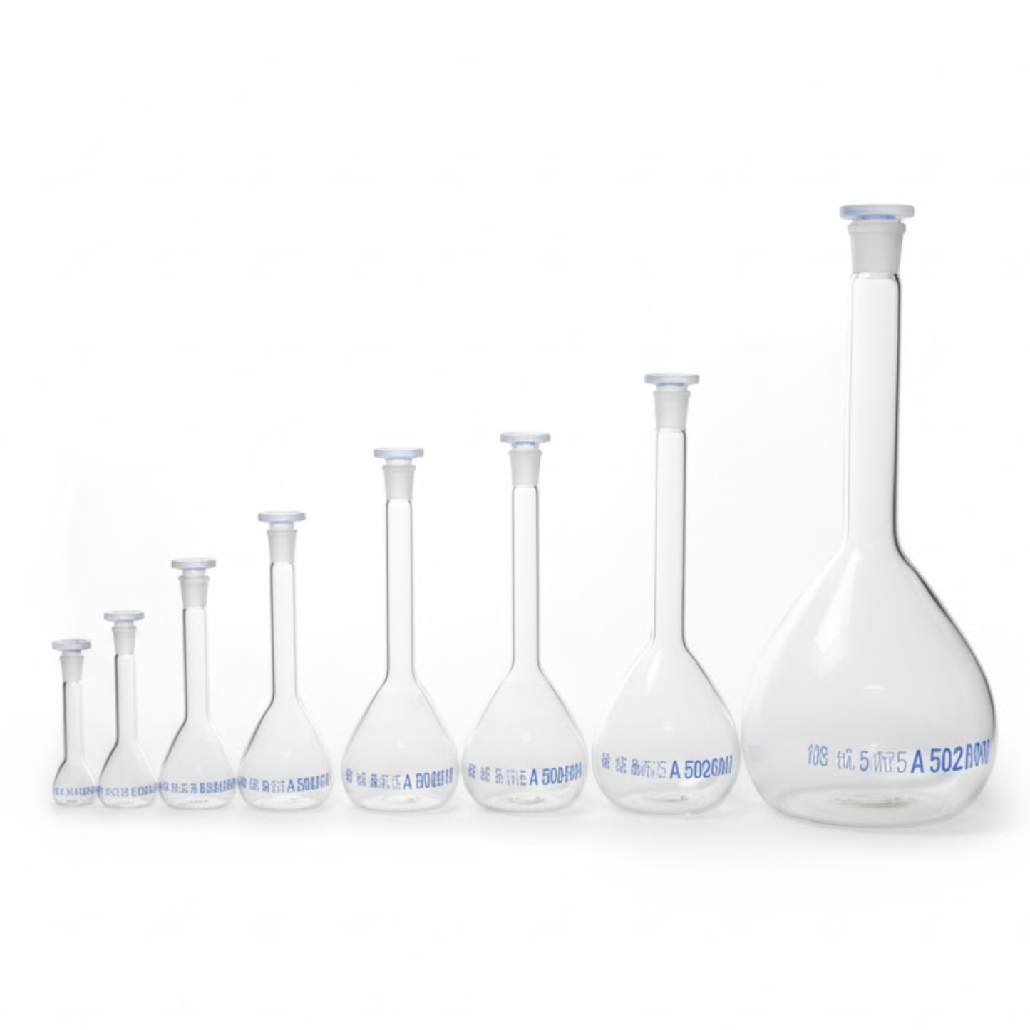 Fiolas aforadas con tapa (transparente)