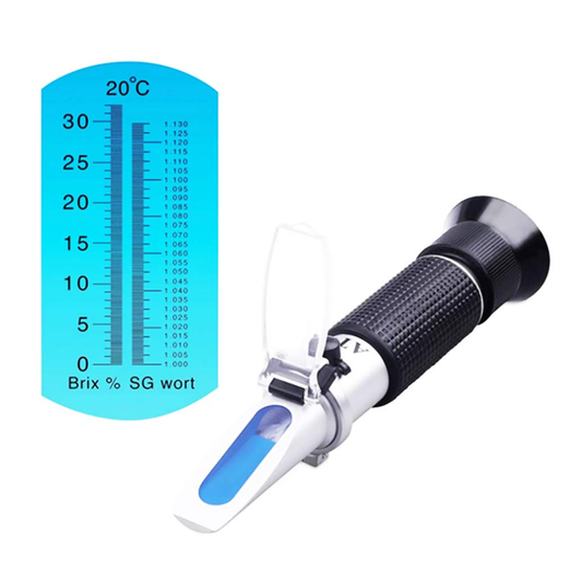 Refractómetro doble escala Brix (0-32%) y densidad (1.000 a 1.130)